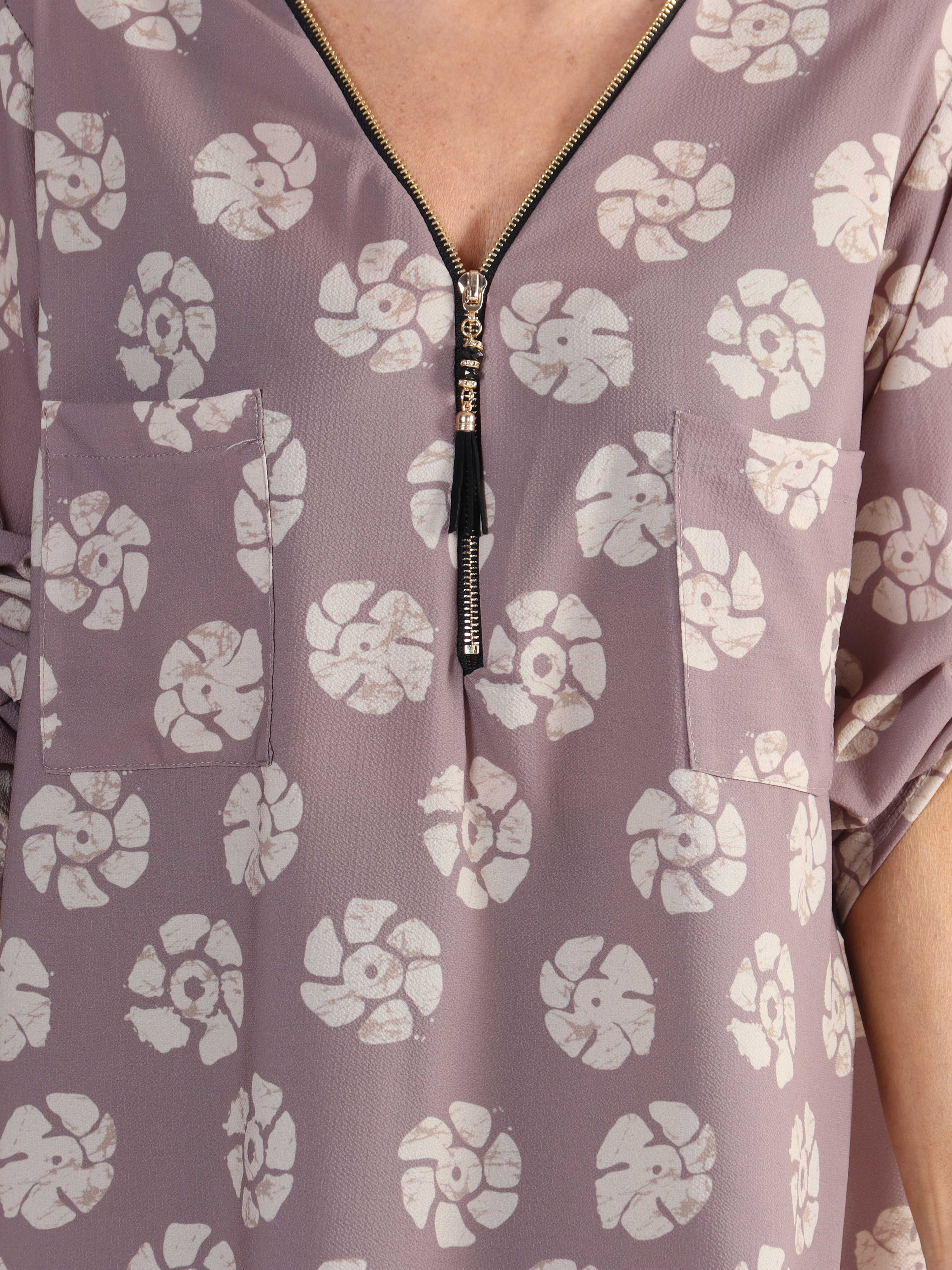 Claudia Print Dress - Tunikaklänning med tryck och dragkedja i plus size